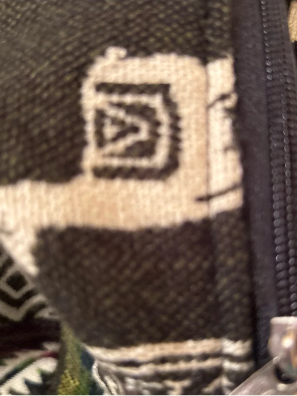 Indigenous Tribal Print Duffel Bag - Black, Cream & Burgundy with animal/lamas.